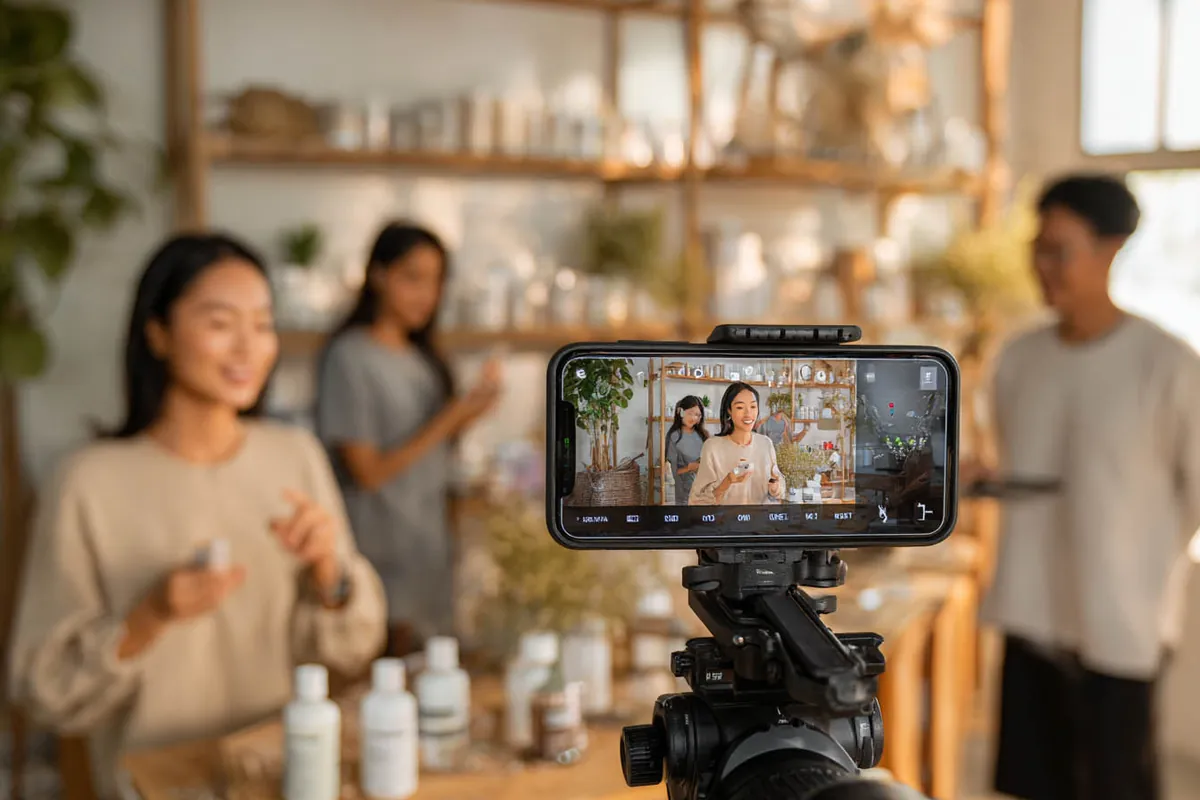 Live commerce session selling products to Indonesian consumers